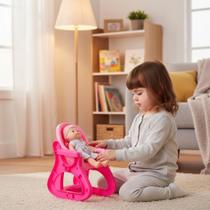 Cadeira de Bebê de Brinquedo para Bonecas Modelo Infantil Rosa com Segurança e Conforto