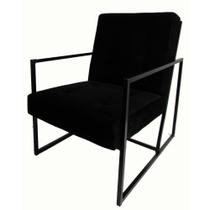 Cadeira de Braço Poltrona Decorativo All Black Metal Formosa