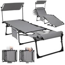 Cadeira de bronzeamento KingCamp Lounge Outdoor Dobrável com Cobertura Cinza Cadeira de bronzeamento KingCamp Lounge Outdoor Dobrável com Cobertura Cinza