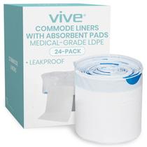 Cadeira de cabeceira portátil Commode Liners Vive (pacote com 24) Cadeira de cabeceira portátil Commode Liners Vive (pacote com 24)