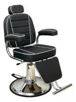 Cadeira De Cabeleireiro Reclinavel Valentina - Preta acetinado com lista branca - Moveis e companhia