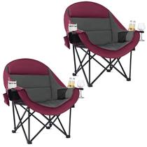 Cadeira de Camping PUVASIA Almofadada Extra Grande Vermelha 2 Unidades Suporta 227 kg Cadeira de Camping PUVASIA Almofadada Extra Grande Vermelha 2 Unidades Suporta 227 kg