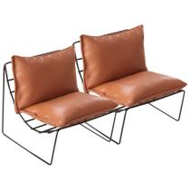 Cadeira de casa de bonecas em miniatura Toddmomy Leather Lazy Sofas x2