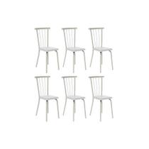 Cadeira de Cozinha 154 Aço Kit 6 Uni Prata/Courano Branco - Carraro