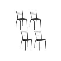 Cadeira de Cozinha 1700 Kit 4 Un Preto/Courano Preto - Carraro Cadeira de Cozinha 1700 Kit 4 Un Preto/Courano Preto - Carraro