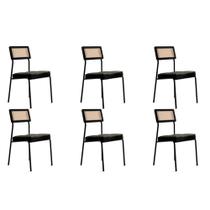 Cadeira de Cozinha 1741 Kit 6 Uni Preto/Grafite - Preto - Carraro