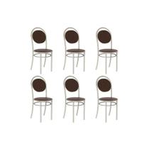 Cadeira de Cozinha 190 Aço Kit 6 Uni Prata/Courano Cacau - Carraro