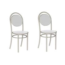 Cadeira de Cozinha 190 Kit 2 Un Prata - Assento Courano Branco - Carraro