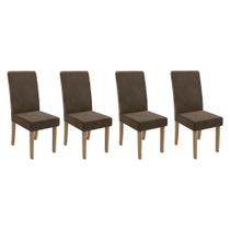 Cadeira de Cozinha 2CAD142NG Kit 4 Un Nogueira/Suede Marrom A033 - Kappesberg Cadeira de Cozinha 2CAD142NG Kit 4 Un Nogueira/Suede Marrom A033 - Kappesberg