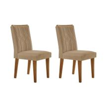 Cadeira de Cozinha Alegra Kit 2 Un Madeira Capuccino/Linho Bege Turim - Rufato