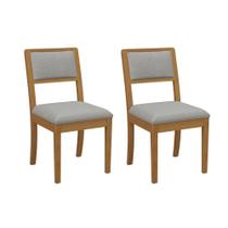 Cadeira de Cozinha Alice 2CMM006CA Premium Madeira Maciça Kit 2 Un Carvalho/Linho Cinza - Kappesberg