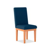 Cadeira de Cozinha Alice Com Base de Madeira Linho Azul - Madeira Prima Deccor