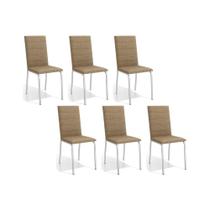 Cadeira de Cozinha Amsterdã C091 Kit 6 Un Cromada/Capuccino - Kappesberg Cadeira de Cozinha Amsterdã C091 Kit 6 Un Cromada/Capuccino - Kappesberg