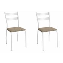 Cadeira de Cozinha Bali 2C141BR Aço Kit 2 Un Branco/Boucle Bege Fendi - Kappesberg