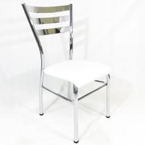 Cadeira de COZINHA com reforço cromada assento branco - Poltronas do Sul