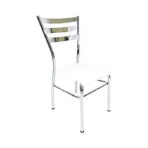 Cadeira de COZINHA com reforço cromada assento branco - Poltronas do Sul