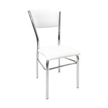 Cadeira de COZINHA com reforço cromada assento e encosto branco - Poltronas do Sul