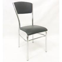 Cadeira de COZINHA com reforço cromada assento e encosto preto - Poltronas do Sul
