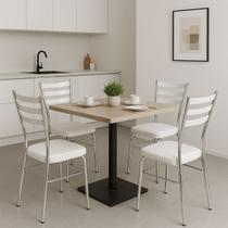 Cadeira de Cozinha com reforço cromada assento grosso branco confortável Kit 4 Unidades
