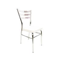Cadeira de Cozinha com reforço cromada assento grosso branco confortável
