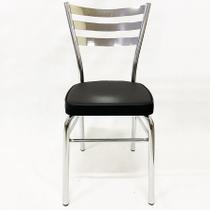 Cadeira de COZINHA com reforço cromada assento grosso preto - Poltronas do Sul