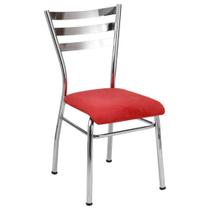 Cadeira de COZINHA com reforço cromada assento vermelho - Poltronas do Sul