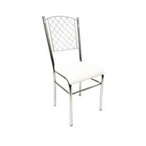 Cadeira de Cozinha com reforço cromada encosto grade assento branco - Poltronas do Sul