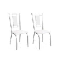 Cadeira de Cozinha Florença 2C005 Kit 2 Un Cromado/Courano Branco - Kappesberg