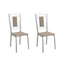 Cadeira de Cozinha Florença 2C005CR Aço Kit 2 Un Cromado/Linho Bege Fendi - Kappesberg Cadeira de Cozinha Florença 2C005CR Aço Kit 2 Un Cromado/Linho Bege Fendi - Kappesberg