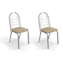 Cadeira de Cozinha Holanda 2C009 Kit 2 Un Cromado/Courano Nude - Kappesberg