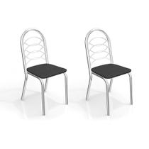 Cadeira de Cozinha Holanda 2C009 Kit 2 Un Cromado/Courano Preto - Kappesberg
