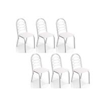 Cadeira de Cozinha Holanda C009 Kit 6 Un Cromada/Branco 106 - Kappesberg