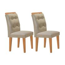 Cadeira de Cozinha Imperatriz Madeira Kit 2 Un Capuccino - Veludo Creme - Rufato Cadeira de Cozinha Imperatriz Madeira Kit 2 Un Capuccino - Veludo Creme - Rufato