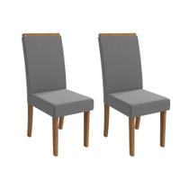 Cadeira de Cozinha Íris 2CAD142 Madeirado Kit 2 Un Canela/Suede Cinza - Kappesberg