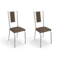 Cadeira de Cozinha Lisboa 2C076 Kit 2 Un Cromado/Courano Marrom - Kappesberg