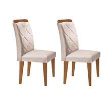 Cadeira de Cozinha Melissa Kit 2 Un Madeira Capuccino/Suede Creme - Rufato