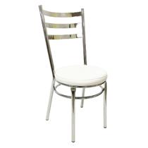 Cadeira de Cozinha Redonda Reforçada Cromada Assento Grosso Branco
