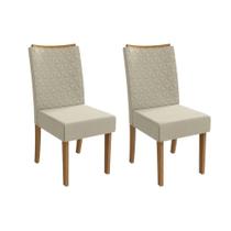 Cadeira de Cozinha Rosa 2CAD129 Madeirado Kit 2 Un Canela/Linho Bege Argila - Kappesberg