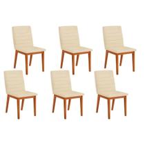 Cadeira de Cozinha Sofia Kit 6 Un Ipe/Linho Neve - DJ Móveis