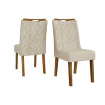 Cadeira de Cozinha Stela Kit 2 Un Ipe/Linho Neve Bege - DJ Móveis