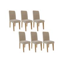 Cadeira de Cozinha Taís Kit 6 Un Savana/Nature-Suede Nude Bege - Cimol