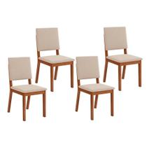 Cadeira de Cozinha Talia Kit 4 Un Freijo/Suede Creme - DJ Móveis Cadeira de Cozinha Talia Kit 4 Un Freijo/Suede Creme - DJ Móveis