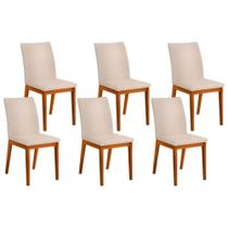Cadeira de Cozinha Vitória Kit 6 un Ipe/Suede Creme - DJ Móveis