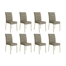 Cadeira de Cozinha Wave 1754 Kit 8 Un Dourado/Linho Bamboo/Courano Bamboo/Noce - Carraro
