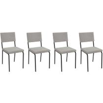 Cadeira de Cozinha Zaria 2C128 Kit 4 Un Preto Fosco/Boucle Cinza A056 - Kappesberg