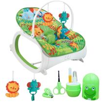 Cadeira de Descanço e Balanço Musical Verde + Higiene Bebê