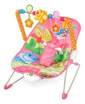 Cadeira De Descanso Cadeirinha Vibratória Musical Zippy Rosa Rosa Bolinhas