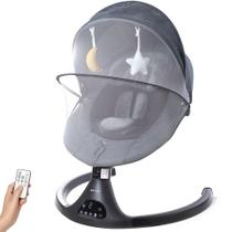Cadeira de Descanso e Balanço Cadeirinha para Bebê com Musica Mosquiteiro e Controle Remoto Preta Premium