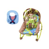 Cadeira De Descanso E Balanço Multikids Baby BB365 Com Móbile + Babador Azul - Kit Comercial