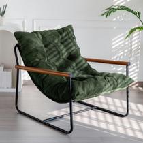 Cadeira de Destaque MAXYOYO com Estrutura de Metal e Apoios de Braço de Madeira Verde Escuro Cadeira de Destaque MAXYOYO com Estrutura de Metal e Apoios de Braço de Madeira Verde Escuro